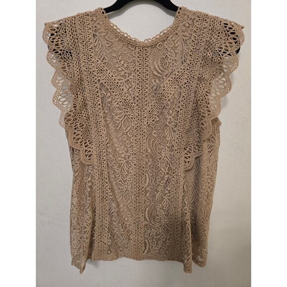 Able and Gauge Brown Lace Dress Tank Top Shirt Women's Size Large - Picture 5 of 6